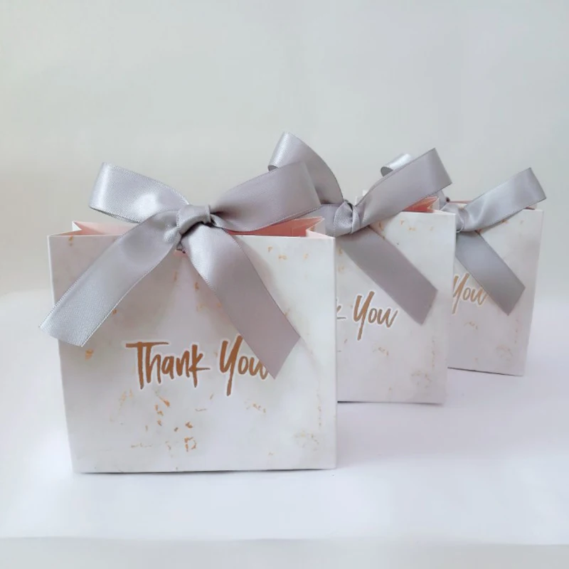 10 Шт Галстук-бабочка Thank You Gitfs Упаковка Бумажный пакет Мраморная креативная европейская коробка конфет Свадебная коробка конфет подарочная коробка сумка бумажный пакет