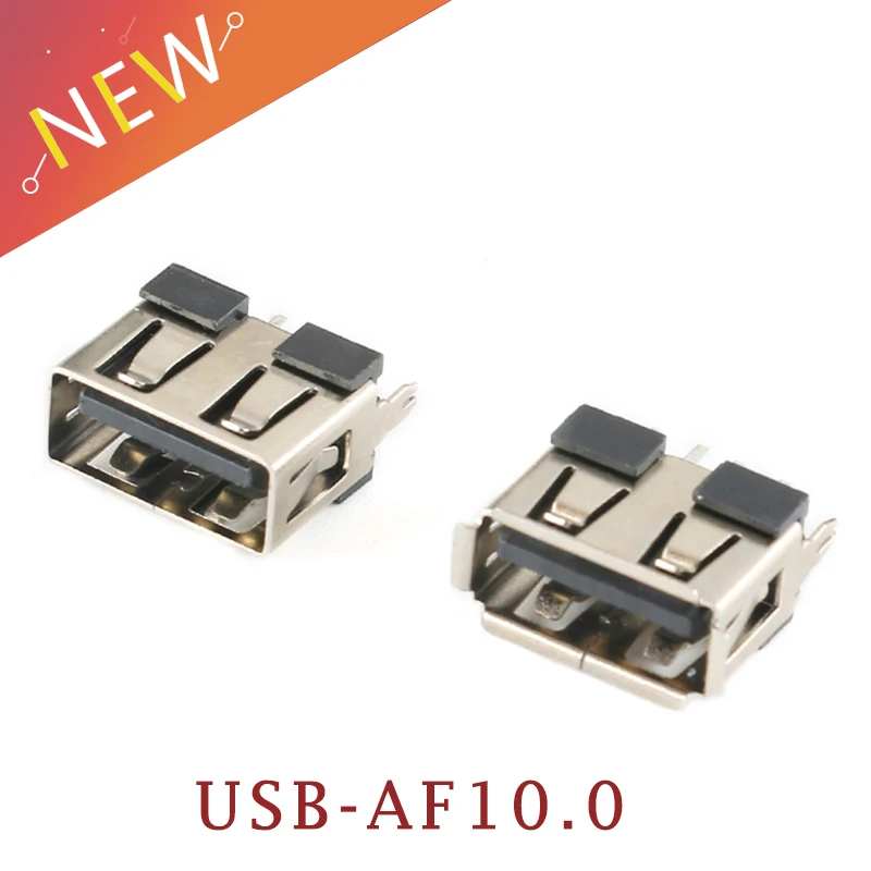 10 шт./лот USB Type - A AF10.0 Гнездовой разъем для монтажа на печатной плате 4PIN SMT длина: 10,0 мм USB-разъем