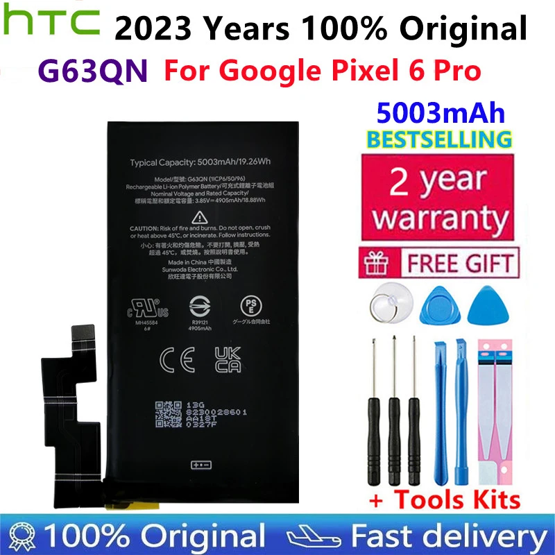 100% Оригинальный Высококачественный Аккумулятор для Телефона G63QN 5003mAh Для HTC Google Pixel 6 Pro Pixel 6Pro Batteries Bateria Tools