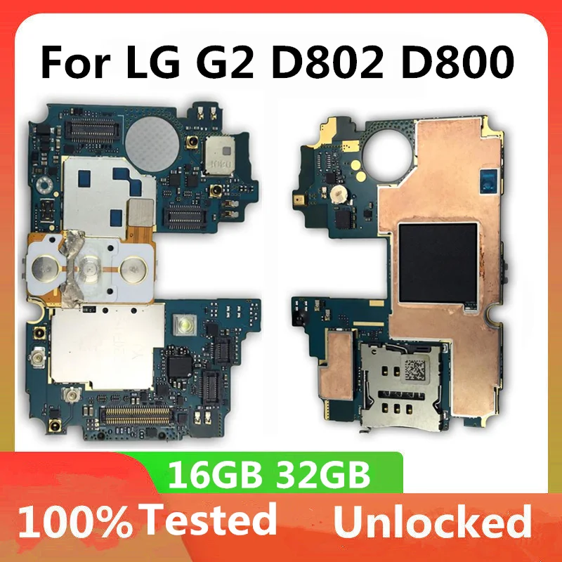 100% Разблокирована Для LG G2 D802 D800 Материнская Плата 16 ГБ 32 ГБ Материнская Плата С Полным Набором Микросхем Логическая Плата Для LG G2 Original MB