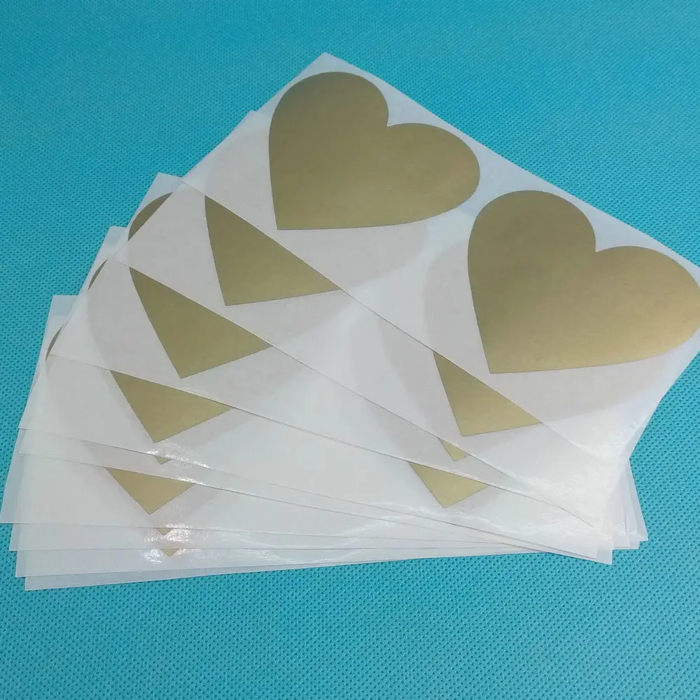 100ШТ Скретч-наклеек 70x80 мм в форме сердца с любовью Золотая заготовка для обложки с секретным кодом Домашняя игра Свадебное сообщение