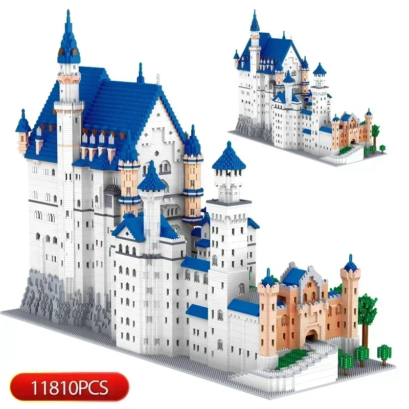 11810 ШТ. Мини-город, Новый Каменный замок с лебедем, строительные блоки, всемирно известные архитектурные кирпичи, развивающие игрушки для детей, подарки