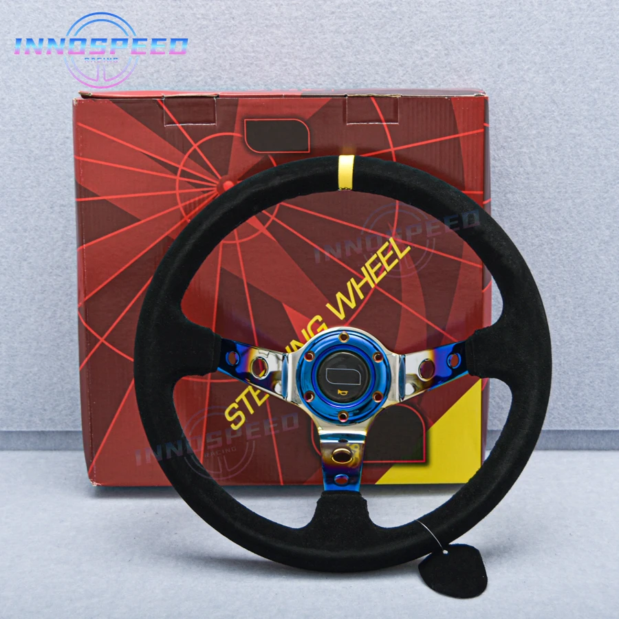14-дюймовое рулевое колесо Sim-карты из замшевой кожи, спортивное рулевое колесо JDM Deep Corn Racing для универсальной игры