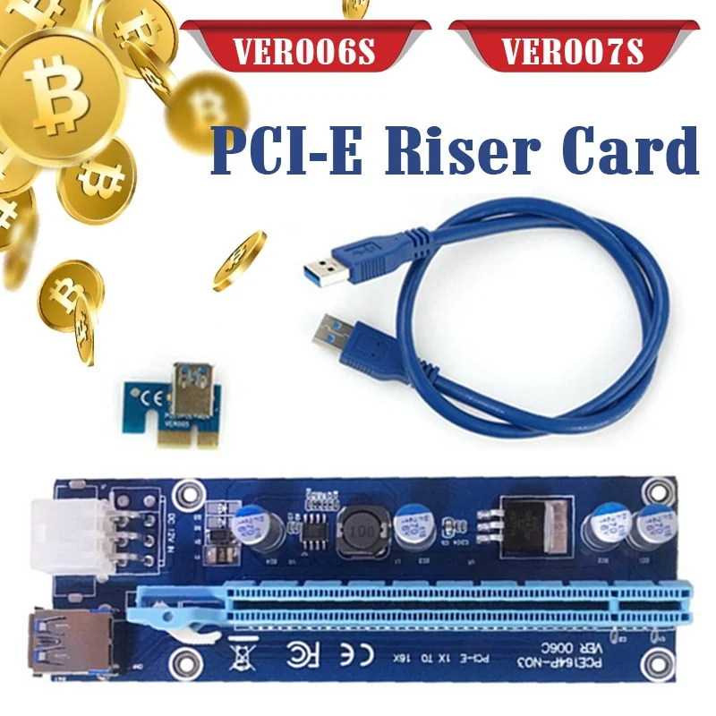 2 комплекта PCI-E Riser 16X Удлинитель PCI-E Riser USB 3.0 Видеокарта Выделенный Удлинитель PCIE Карта-адаптер ver006s ver007s