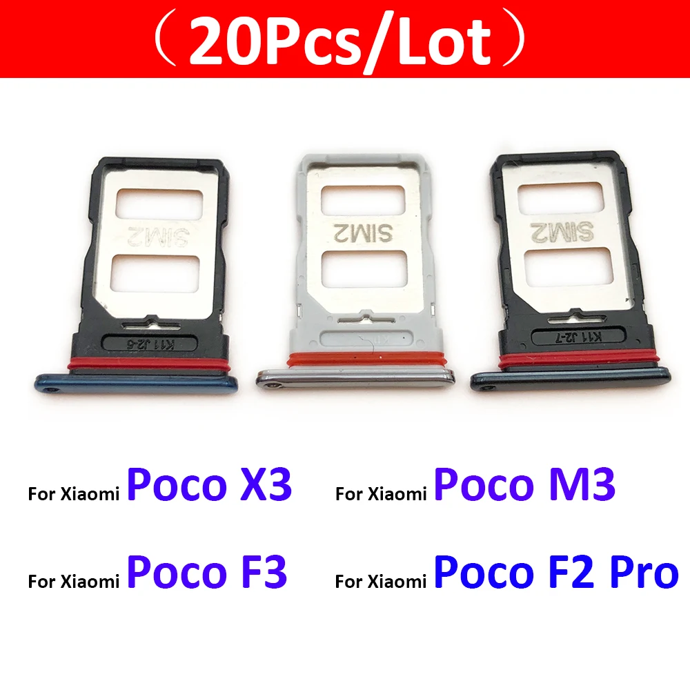 20 шт./лот, Слот Для SIM-карты, Держатель Лотка Для SD-карт, Адаптер Для Xiaomi Poco X3 NFC M3 F3 F2 Pro, Запасные Части