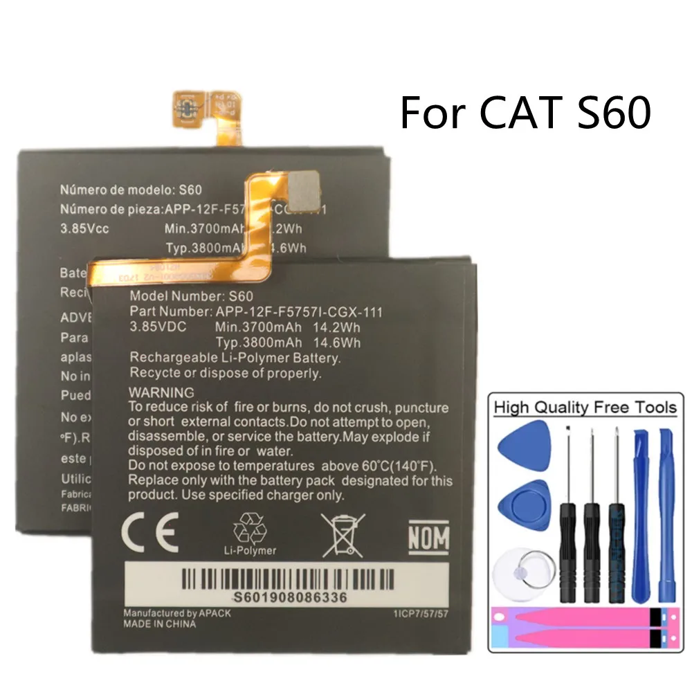 2023 Года 100% Оригинальная Сменная Батарея 3800 мАч Для Caterpillar Cat S60 APP-12F-F57571-CGX-111 Batteries Bateria + Инструменты