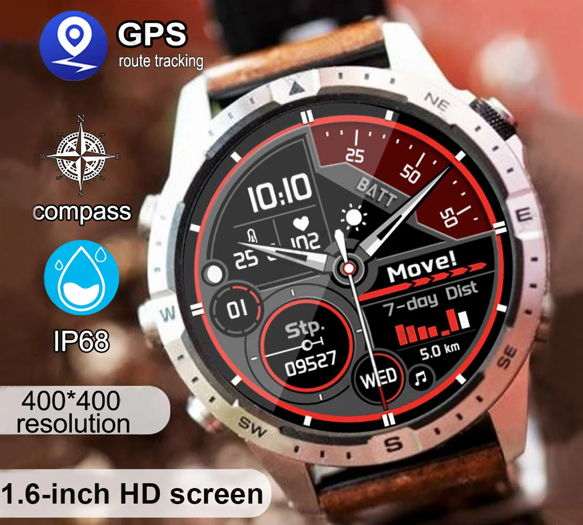 2023 Новые мужские смарт-часы с NFC, компас с полным сенсорным экраном, спортивные часы для фитнеса, водонепроницаемые мужские смарт-часы Bluetooth для Android iOS