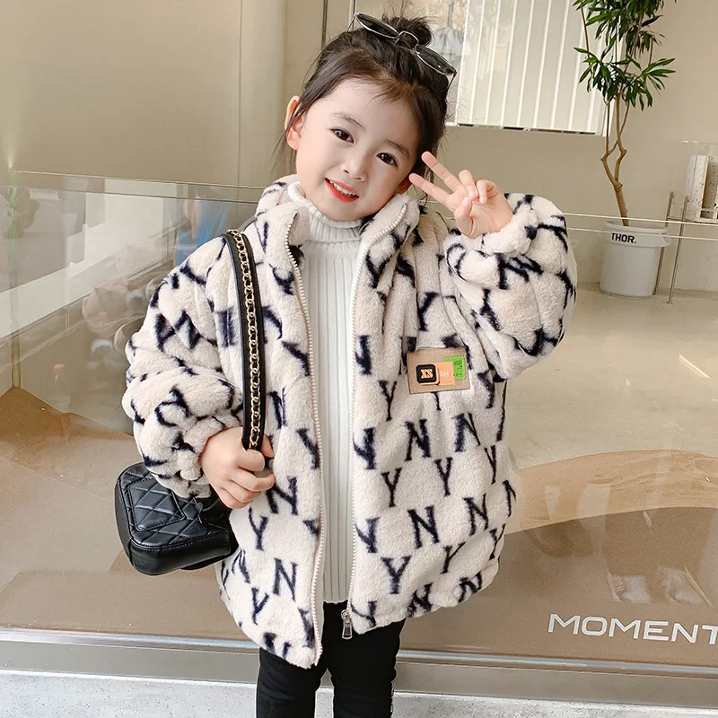2023 осенне-зимнее новое кашемировое пальто для девочек в корейском стиле, подходит для девочек 3-8 лет