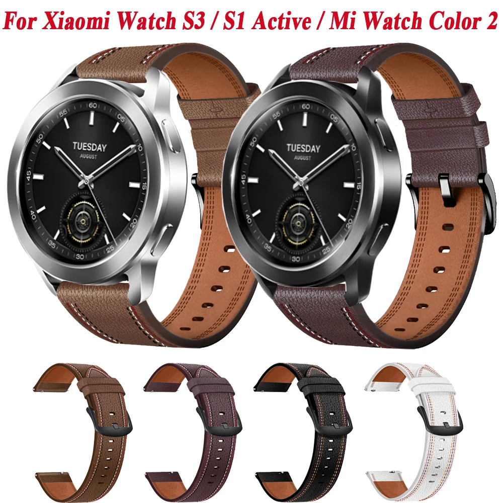 22 мм Ремешок Для часов Xiaomi Watch S3/S1 Active/S1 Pro /S2 46 мм 42 мм Мягкий Кожаный Ремешок Для Mi Watch Color 2 Браслет