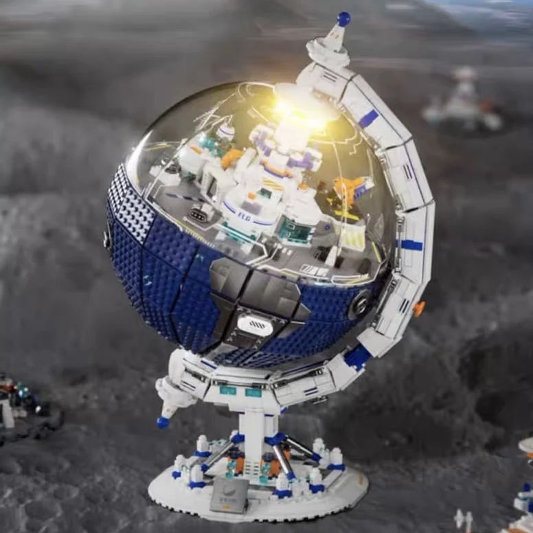 2803шт Креативный планетарный план иммиграции Глобус со световыми строительными блоками Научно-образовательные модели игрушек DIY Игрушки для детей подарки