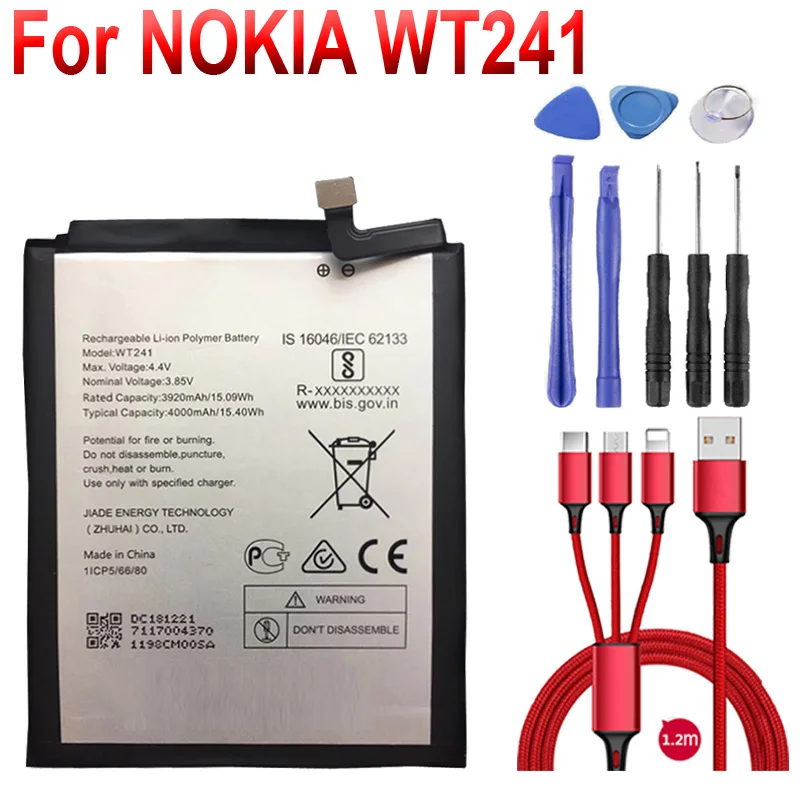 3,85 В Новый высококачественный аккумулятор WT241 емкостью 4000 мАч для мобильного телефона Nokia WT241