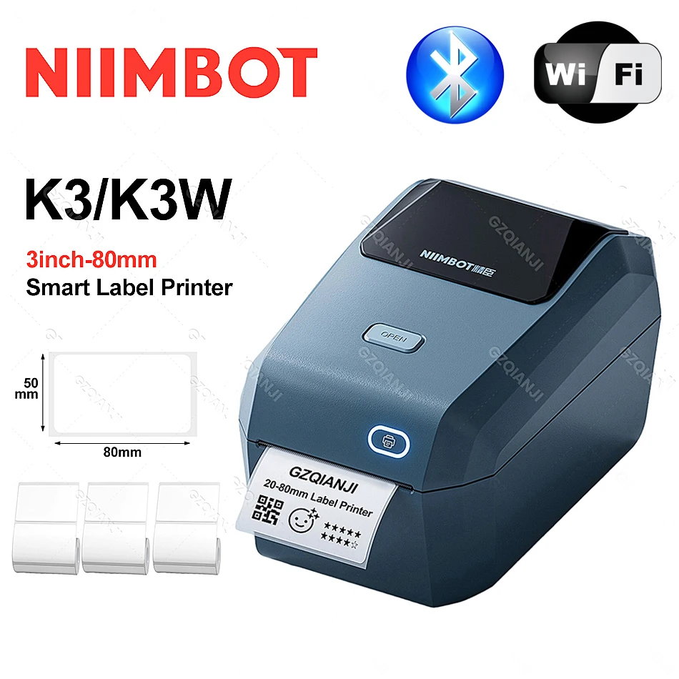 3-дюймовый Niimbot K3 Принтер Этикеток Настольный 80 мм Термопринтер Для Изготовления Этикеток Bluetooth Wifi Беспроводной Штрих-код Наклейка Этикетировочная Машина Новейшая
