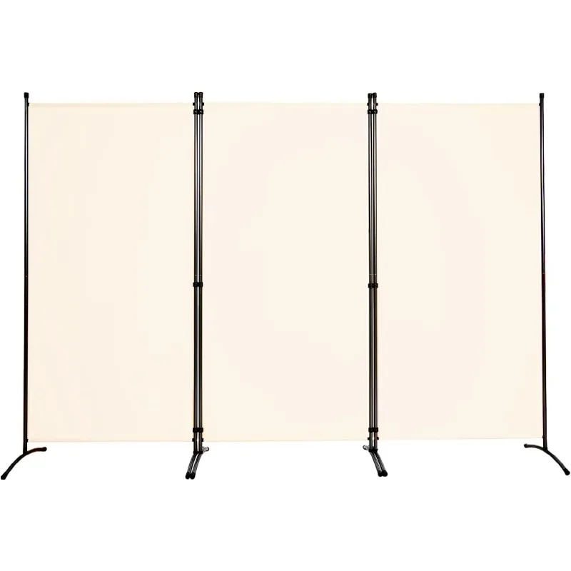 3-панельные складные ширмы для уединения, перегородка высотой 6 футов с металлическим каркасом, отдельно стоящая перегородка для комнаты (3 панели, бежевый)