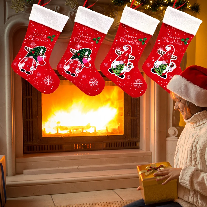 31x20 см Носки с изображением Санта-Лося, украшение для фестивальной вечеринки, рождественские носки, сумки для конфет, рождественские принадлежности, Рождественская сумка из ткани