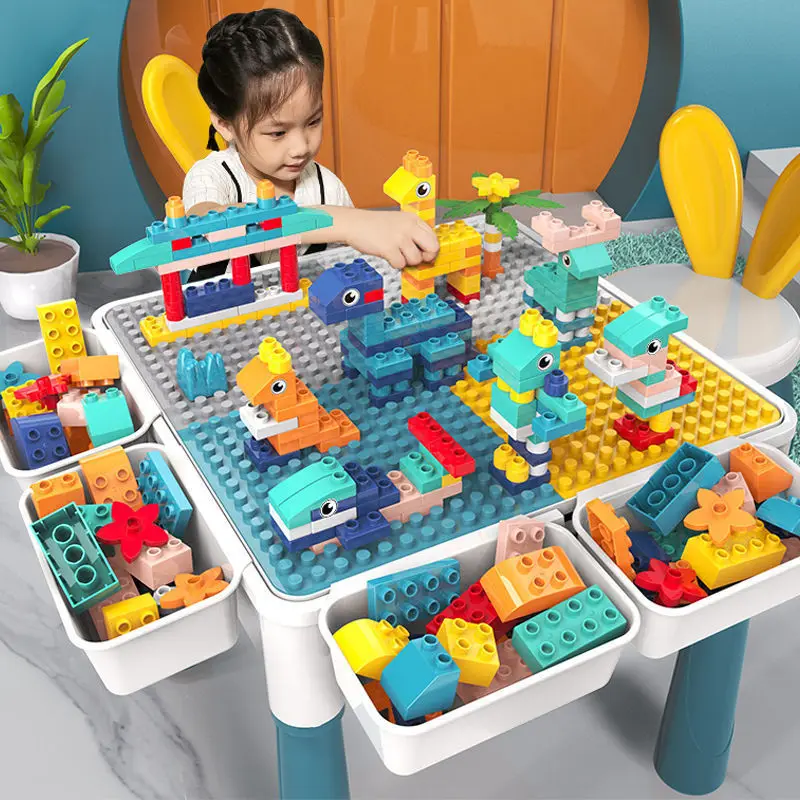 40-сантиметровый детский стол из строительных блоков Большие кубики-головоломки Многофункциональный обучающий и игровой стол для подарков от 0 до 3 лет