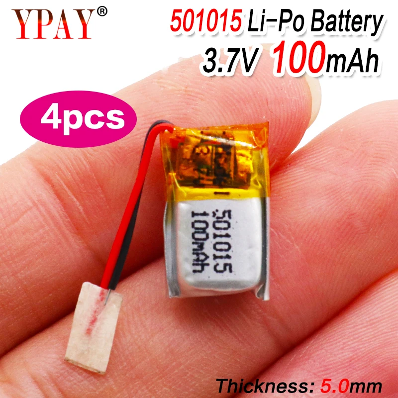 4шт 3,7 В 100 мАч Литиевая литий-полимерная аккумуляторная батарея LiPo для самодельных Mp3-наушников Bluetooth-рекордер Гарнитура 501015
