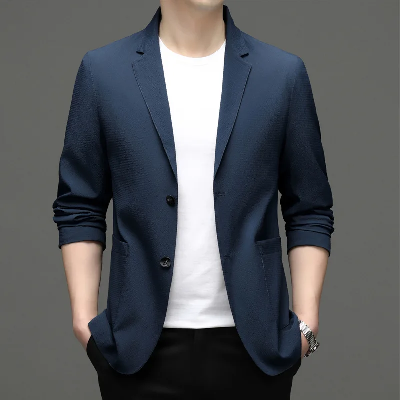 5926 -2023 Мужской модный повседневный маленький костюм мужской корейский 66 версия приталенного пиджака однотонного цвета