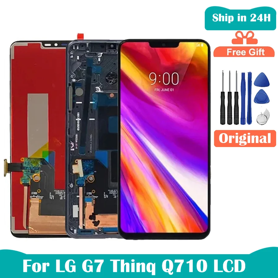 6,1 ”Для LG G7 ThinQ ЖК-дисплей С Сенсорным Экраном Дигитайзер В Сборе Для LG G7 G710EMW Дисплей с Заменой рамки G7 LCD