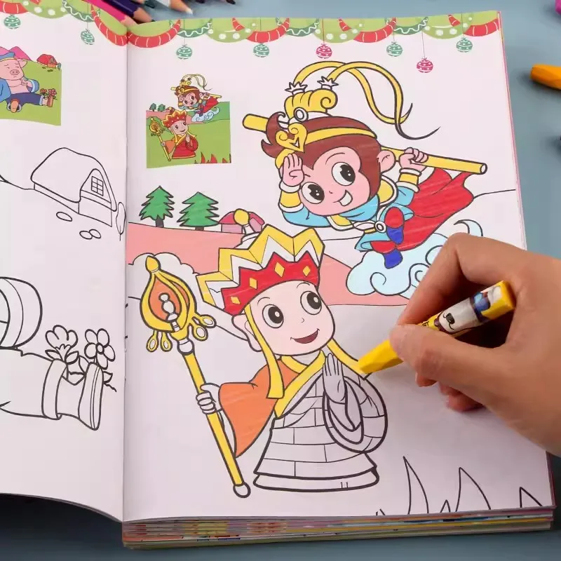 8 Книг Книга для рисования Путешествие на Запад Книжки-Раскраски для Детей Детский сад Детское Рисование Фигурка-Раскраска