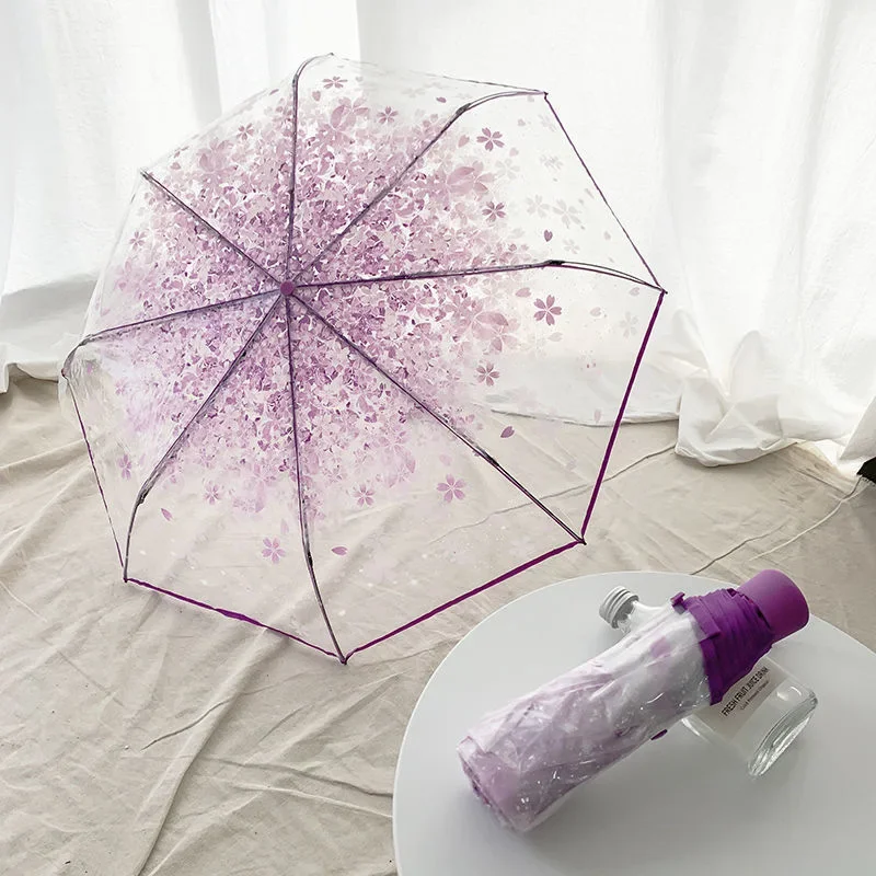 8 Простых зонтиков из прочного пластика Sakura Для взрослых и детей, Деформирующих прозрачные зонтики, Белые зонтики, прозрачные, а не костяные