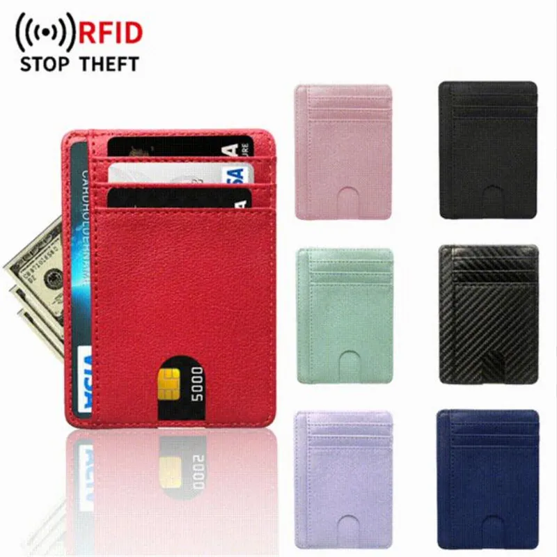 8 слотов тонкого кожаного кошелька с RFID-блокировкой, держателя кредитной ID-карты, кошелька, чехла для денег, противоугонного чехла для мужчин, женщин, мужских модных сумок