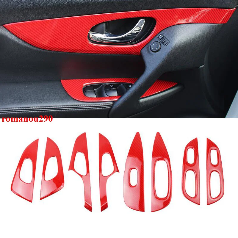 8x для Nissan Rogue 2014-2020 Красный комплект отделки салона автомобиля из углеродного волокна