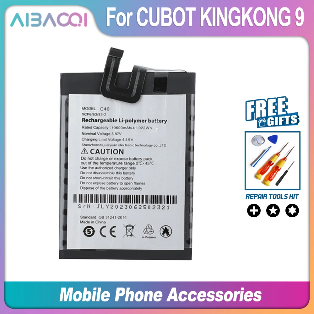 AiBaoQi Оригинал Для Мобильного Телефона Cubot KingKong 9 Аккумулятор Высокой Емкости 10600 мАч 3,87 В Сменные Батареи С Инструментами