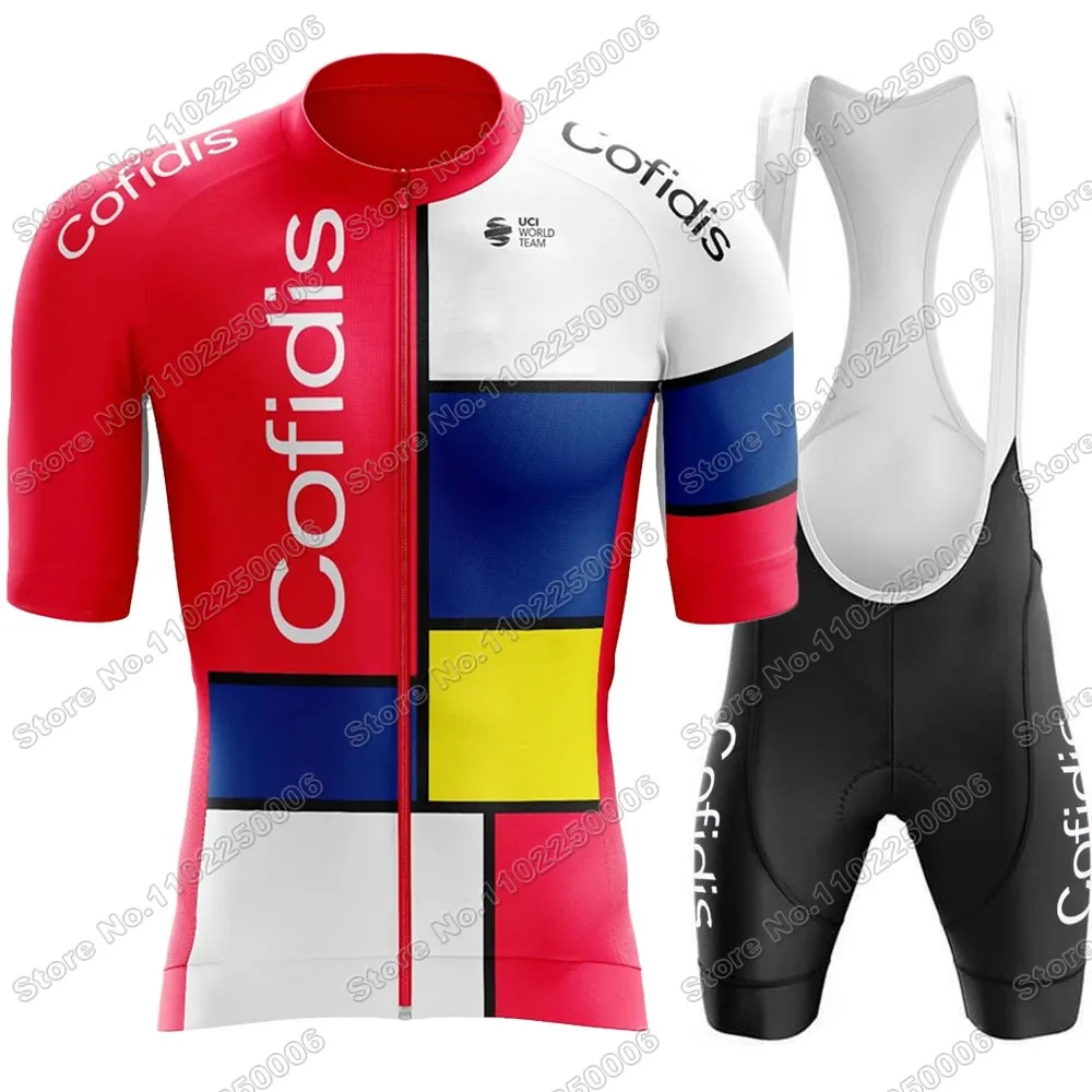 Cofidis 2023 Клетчатая Велосипедная одежда Летний Комплект из джерси для велоспорта Рубашки для шоссейных велосипедов Костюм С короткими рукавами Велосипедный нагрудник Шорты
