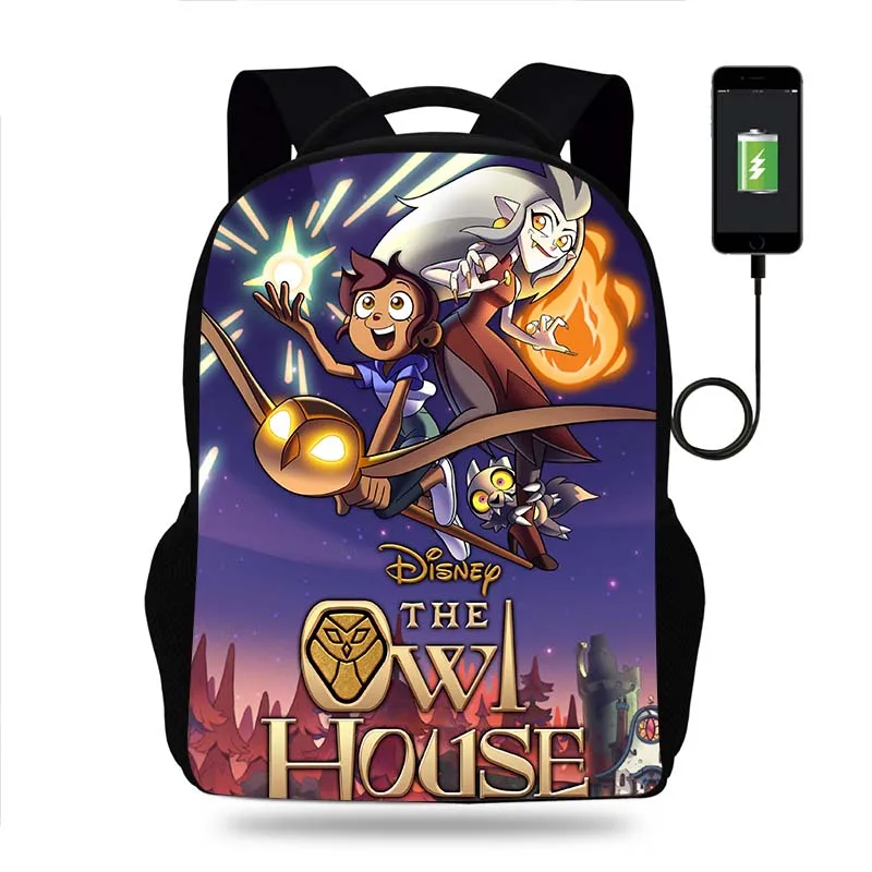 Disney The Owl House, мужчины, Женщины, подростки, USB-рюкзак для путешествий, рюкзак Mochila, школьная сумка для мальчиков и девочек, Детские сумки для книг