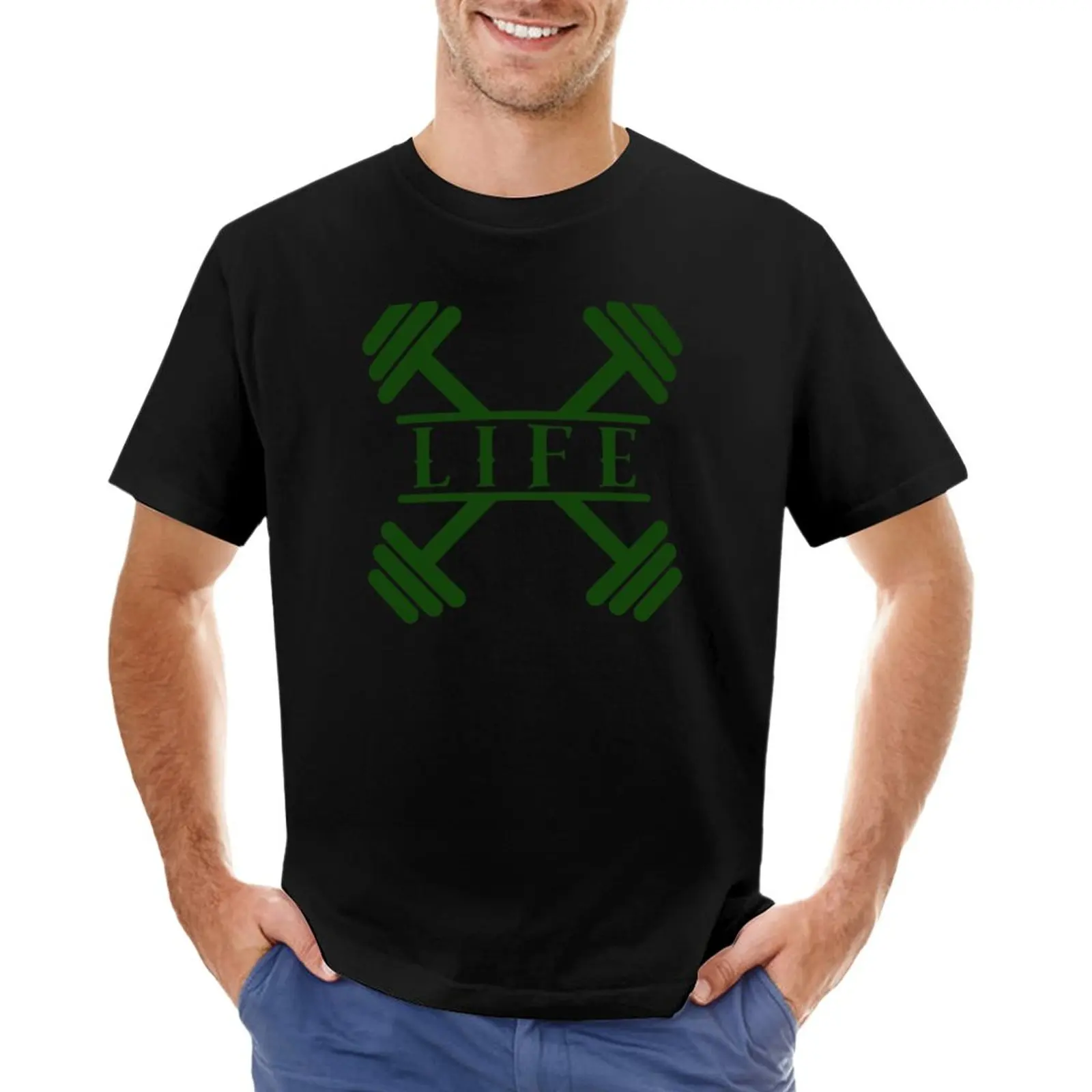 Gym Life - Gym is Life Hunter Зеленая футболка с графическим рисунком, мужские однотонные футболки