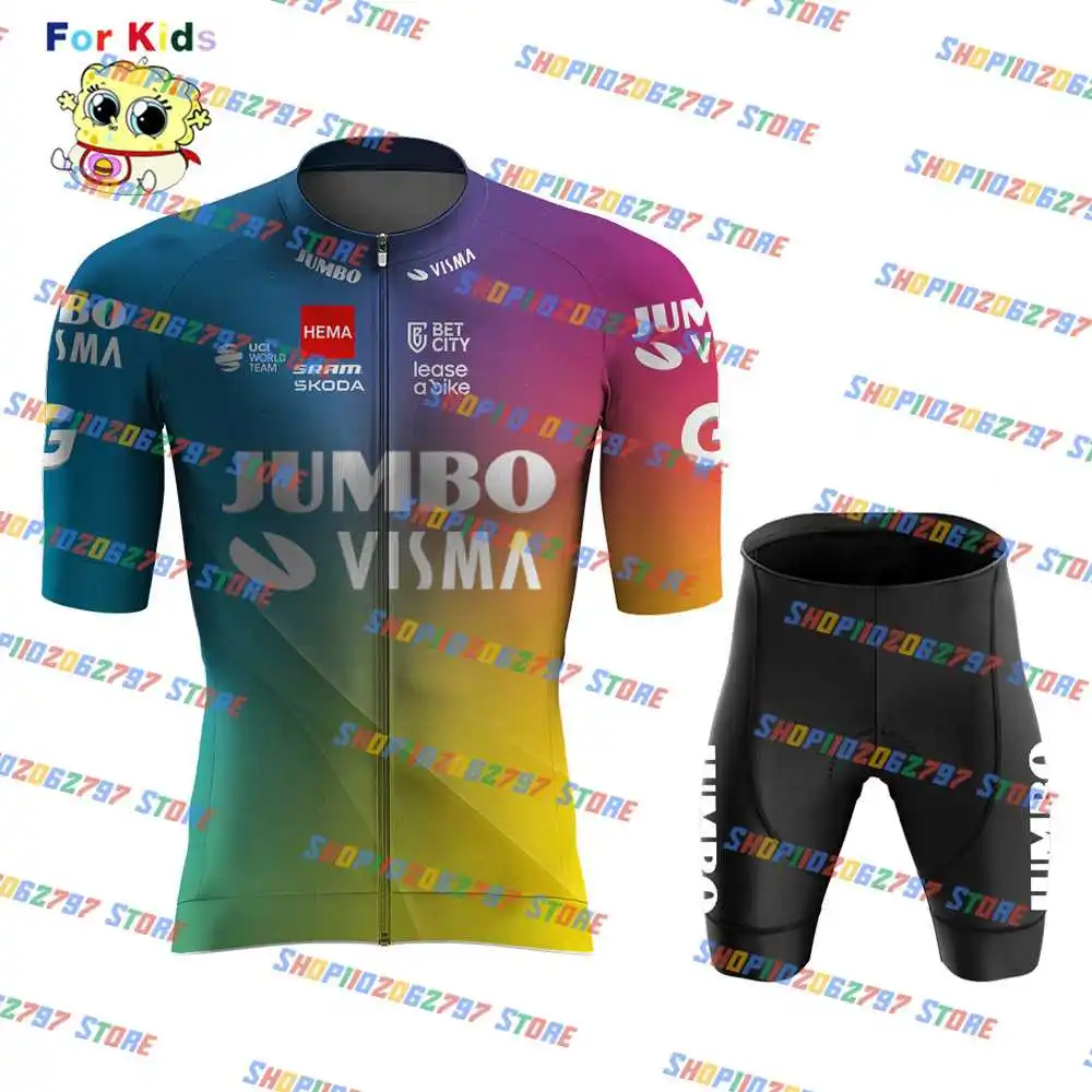 Kids 2024 Jumbo Visma Детская Летняя Одежда для велоспорта MTB Race с коротким рукавом Ropa Ciclismo Для верховой езды
