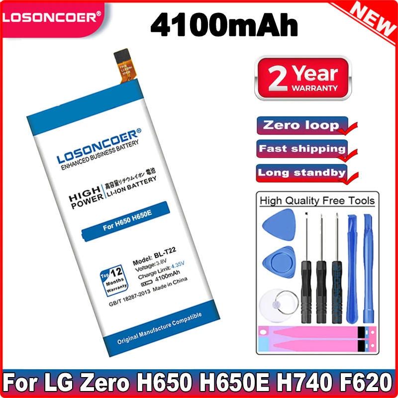 LOSONCOER 4100mAh BL-T22 Аккумулятор Для LG Zero H650 H650E F620S F620L H650E H650K Аккумулятор Бесплатные инструменты