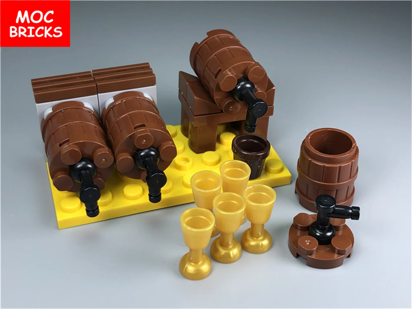 MOC Bricks Модель винной бочки Фигурки Детский уголок винного погреба Строительные блоки Собранные игрушки