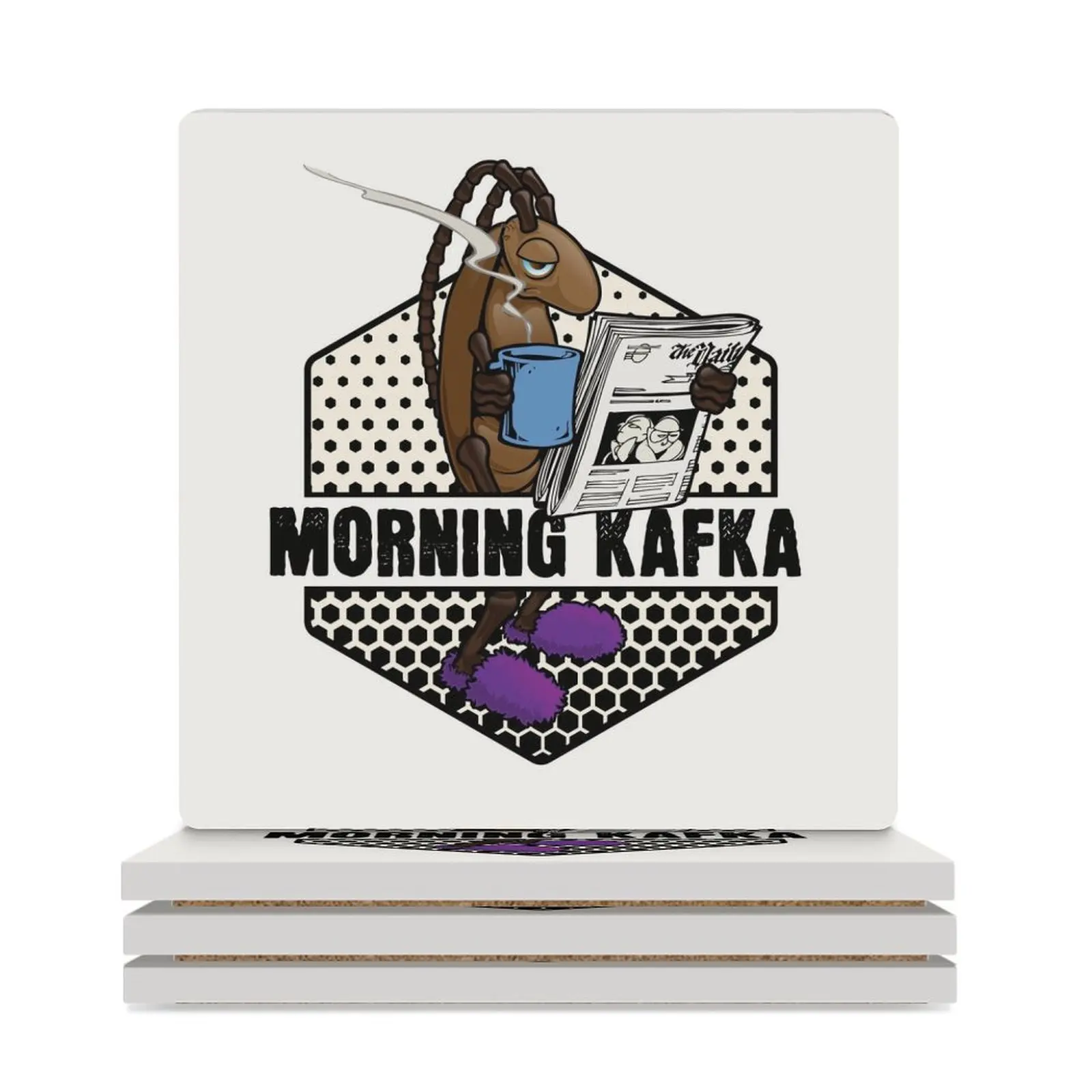 Morning Kafka, Забавная кофейная метаморфоза, Мем, Керамические подставки (квадратные) Подстаканник для кофейных чашек, милые кухонные Подставки