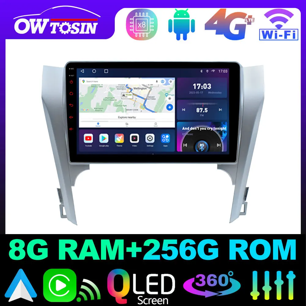 Owtosin QLED 1280*720 P 8 Core 8 + 128 Г GPS Android автомагнитола для Toyota Camry 7 XV50 2011-2014 Carplay Android Auto 4G LTE WiFi DSP