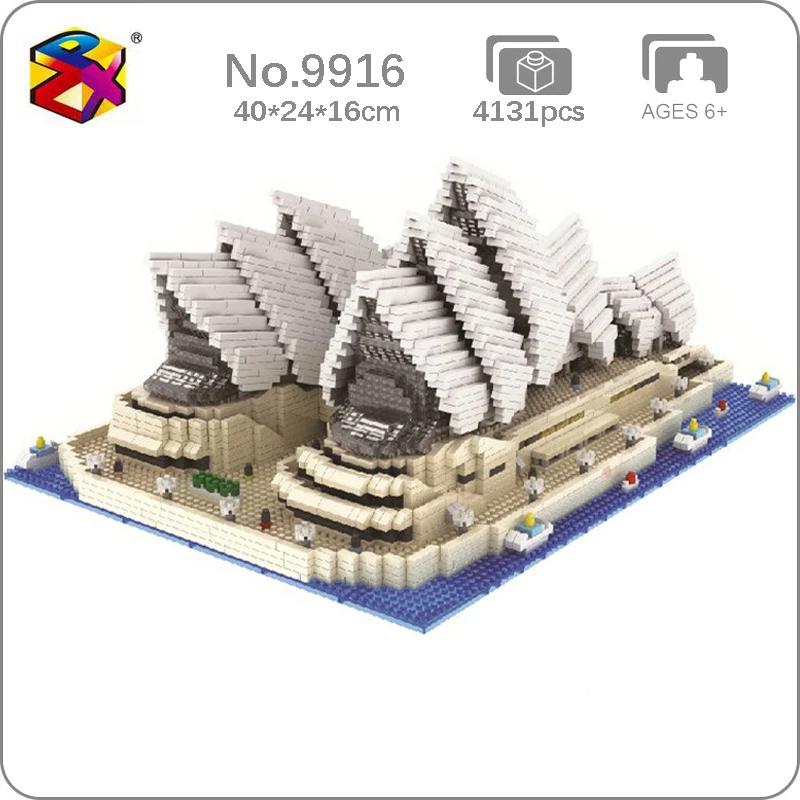PZX 9916 World Architecture Сиднейский оперный театр Theater Ocean 3D Мини Алмазные блоки Кирпичи Строительная игрушка для детей в подарок Без коробки