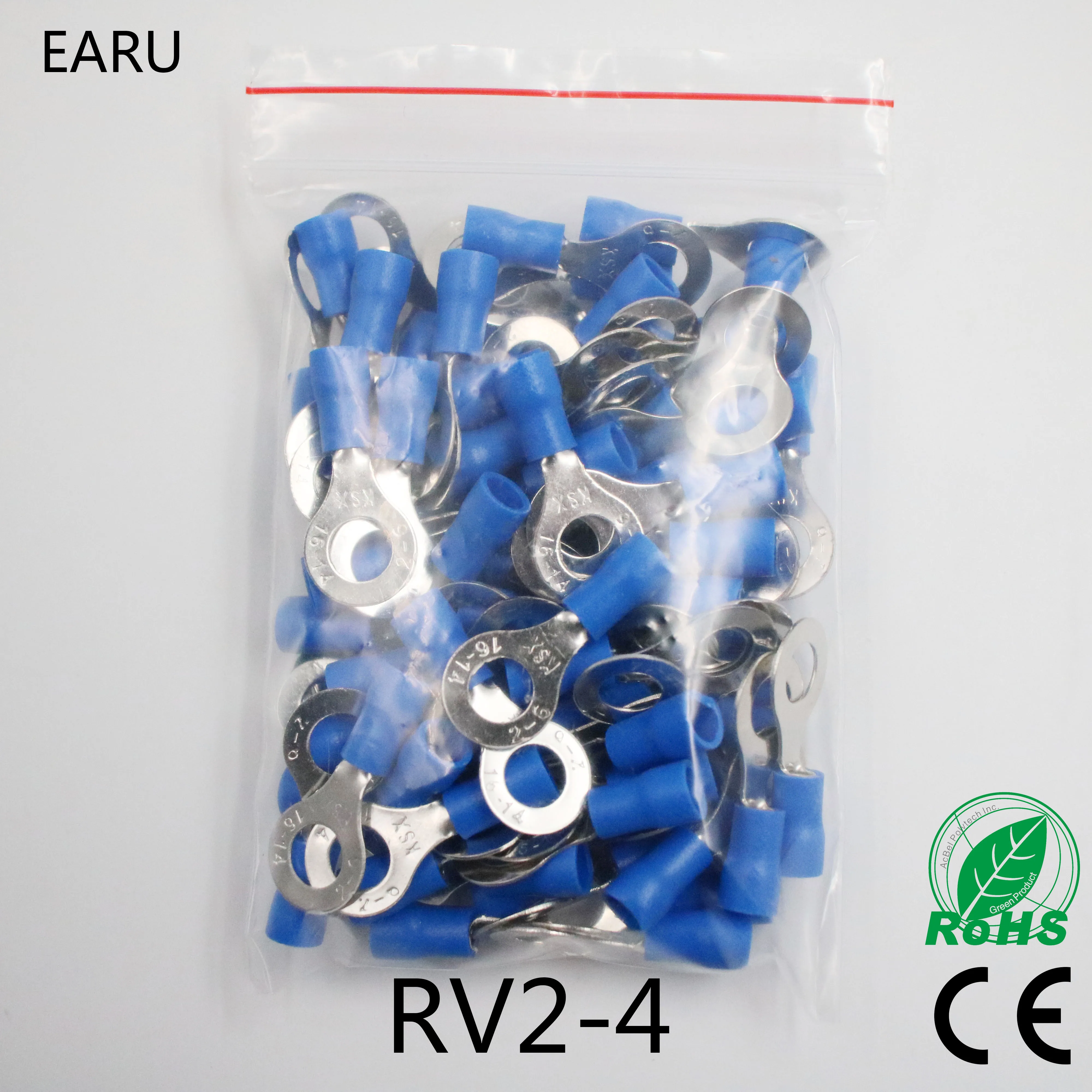 RV2-4 Синее кольцо Изолированный Соединитель Провода Электрический Обжимной Терминал Кабельный Соединитель Провода для 1,5-2,5 мм2 100 шт./Упак. RV2.5-4 RV