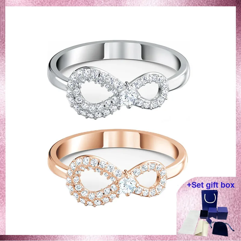 S Высококачественное ювелирное кольцо Infinity Ring, Lnfinity, белое, в красивой подарочной коробке Бесплатная доставка