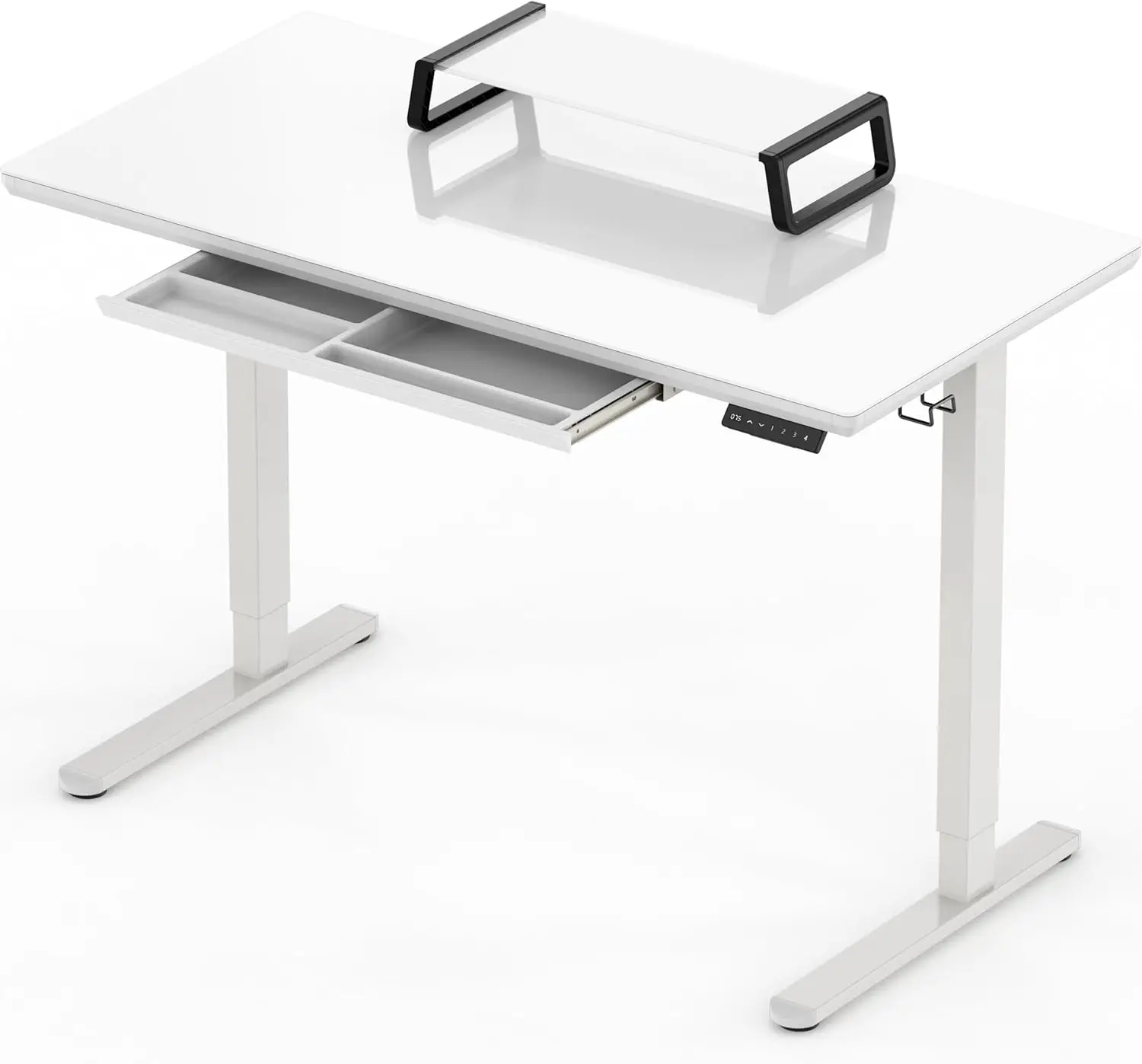 SHW-Регулируемый стеклянный стол со стояком для монитора и выдвижным ящиком, высота 48 дюймов