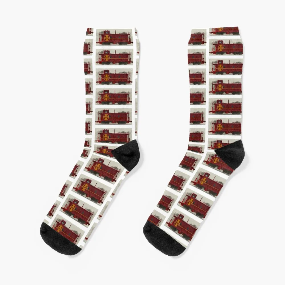 Santa Fe Red Caboose Selective Color Vignette Носки рождественские подарки теплые зимние Мужские Носки Для Кроссфита Женские