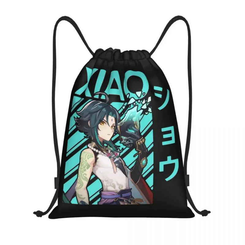 Xiao Genshin Impact Манга Рюкзак на шнурке Женский мужской спортивный рюкзак для спортзала Складной рюкзак для тренировок по японским аниме-играм