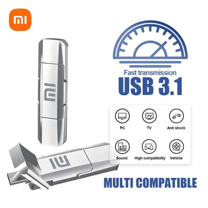 Xiaomi Флэш-Накопитель 2 ТБ USB 3,1 Водонепроницаемый Высокоскоростной USB-Накопитель Портативный SSD 512 ГБ Металлический Флешка U Диск USB для ПК НОВЫЙ