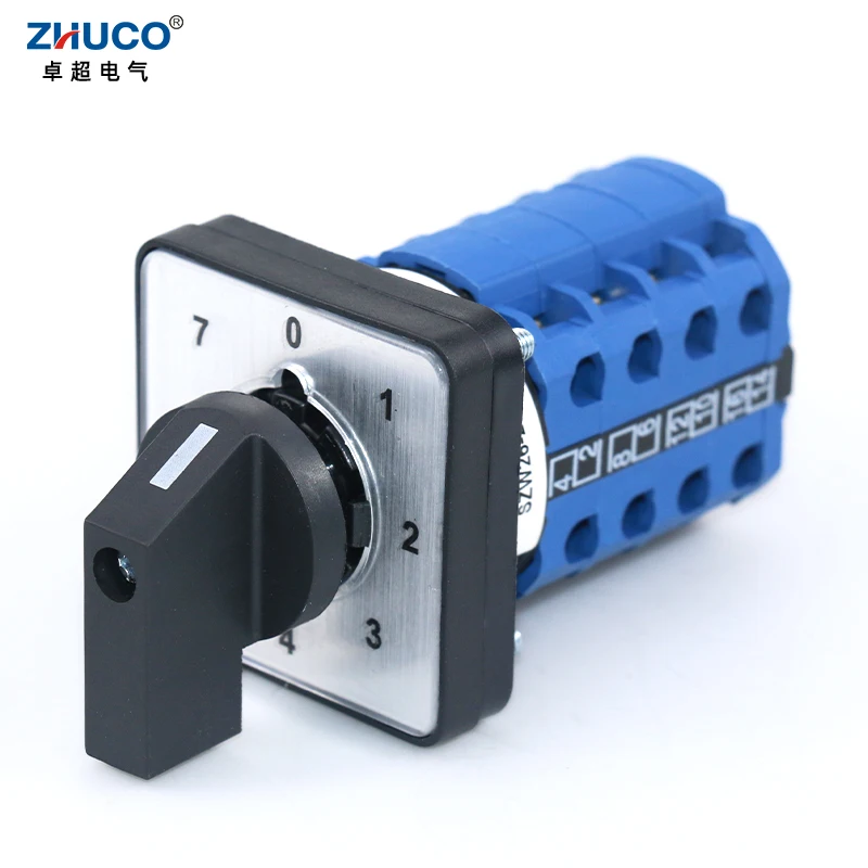 ZHUCO SZW26/LW26-20/0-7.4 20A 4 Полюса 16 Винтовых клемм 8-Позиционный Универсальный переключатель панели 64X64 48X48 мм с Поворотным кулачком
