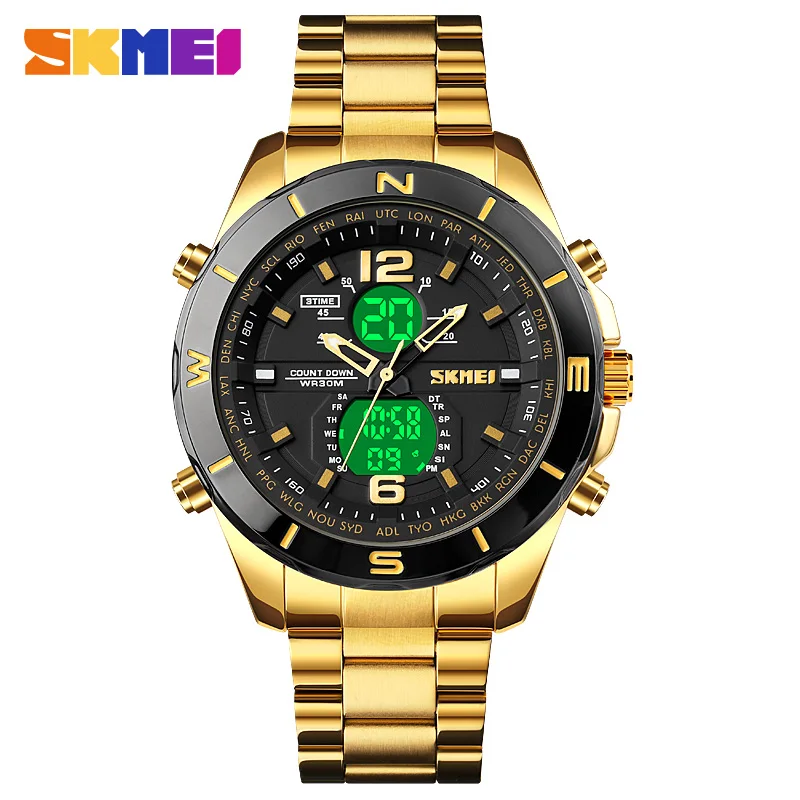 skmei 1670 мужские спортивные часы со светодиодной подсветкой военные часы обратного отсчета 3 времени цифровые водонепроницаемые мужские кварцевые часы relogio masculino