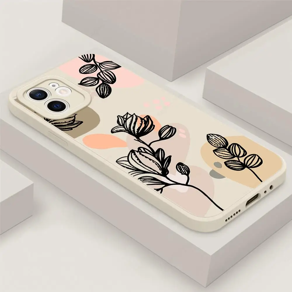 Абстрактные Растения Цветочный Чехол Для Телефона iPhone 14 13 12 11 Pro Max 14 7 8 Plus XR XS Max X Cover Frame Shockrpoof Funda Задняя Крышка