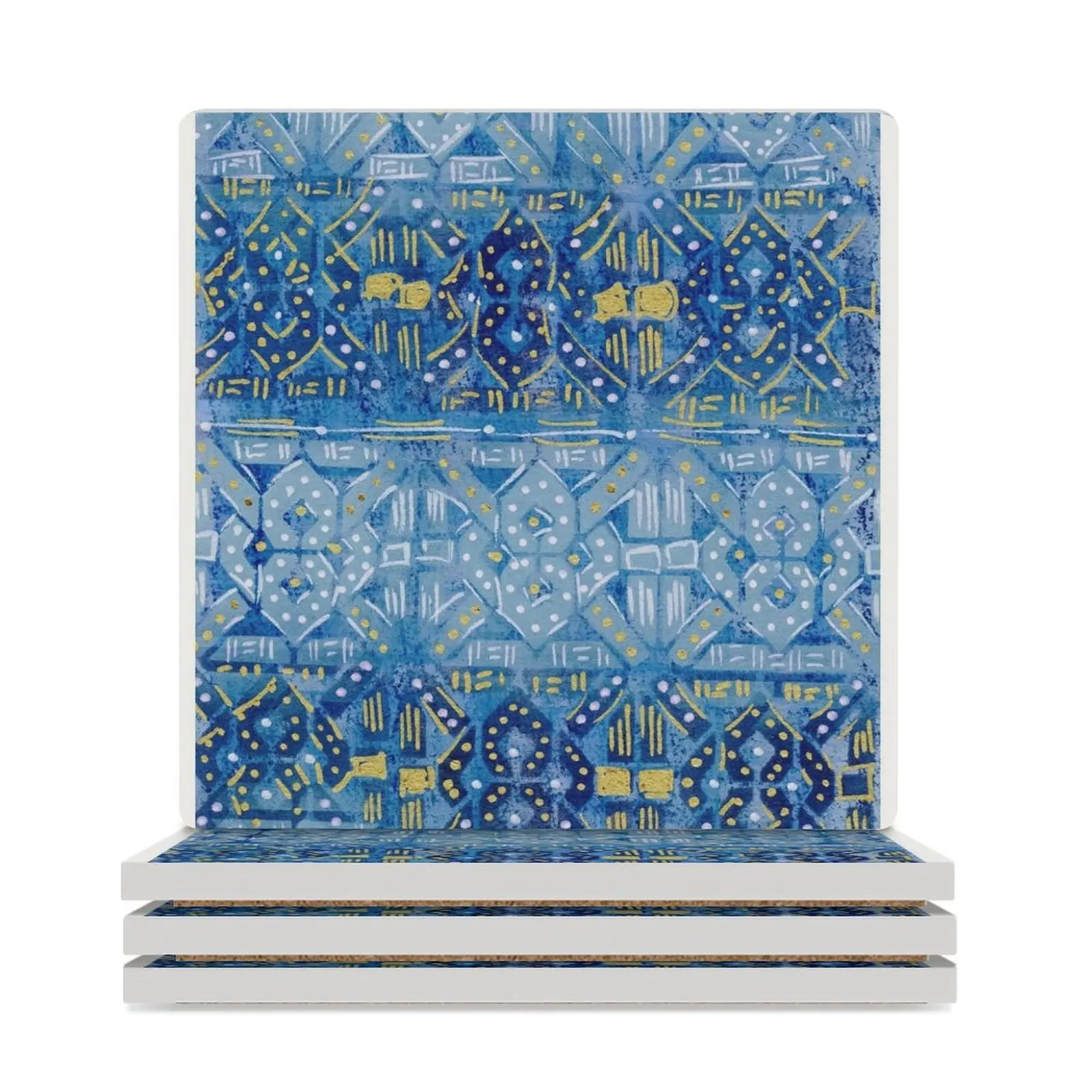Абстрактный набор керамических подставок цвета индиго 33 (квадратных), милые подставки для тарелок и белых горшков