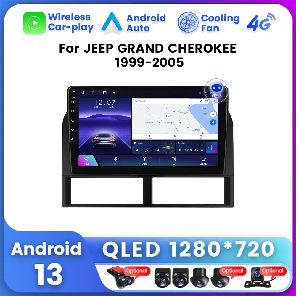 Автомобильное радио Android Auto Wireless Carplay для Jeep Grand Cherokee II WJ 1998-2004 гг. Автоматический мультимедийный плеер Навигация GPS 2Din HU