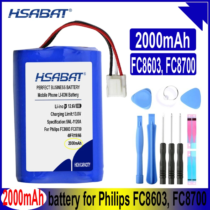 Аккумулятор HSABAT 4IFR19/66 2000mAh для аккумуляторов Philips FC8603, FC8700, FC8705, FC8710