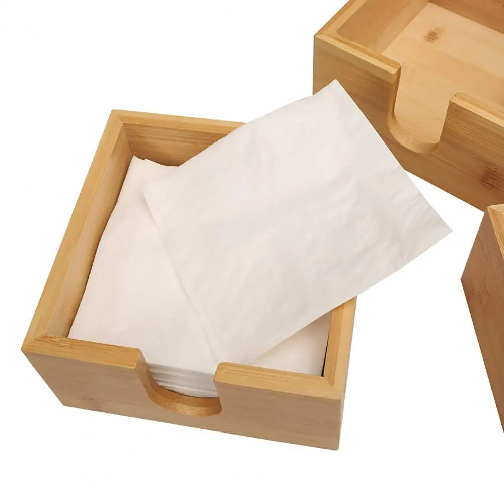 Бамбуковая коробка для салфеток, Квадратная коробка для салфеток, держатель для салфеток на бамбуковой столешнице, прочный деревянный Диспенсер для обеденных салфеток на квадратной