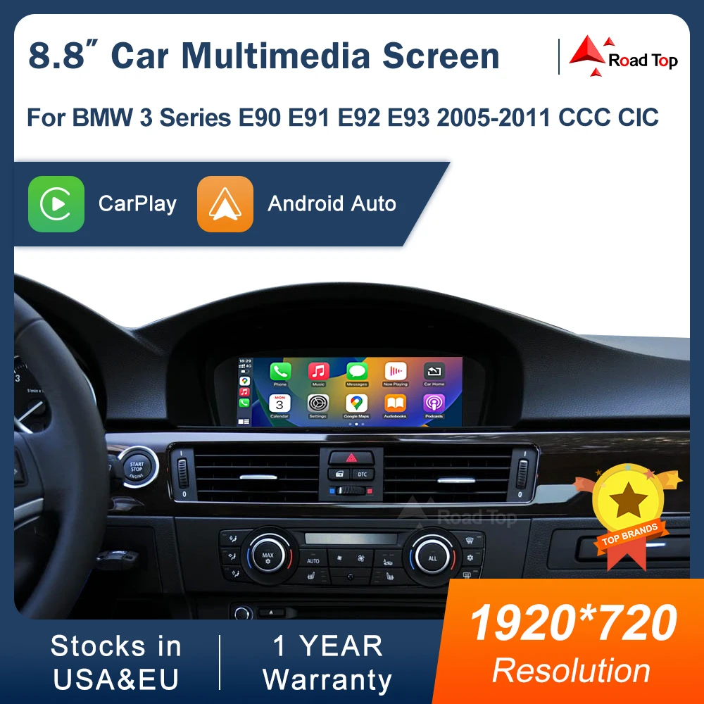 Беспроводной Автомобильный Мультимедийный Плеер CarPlay Android Auto Для BMW 3 Серии E90 E91 E92 E93 2005-2011 CCC CIC Сенсорный Экран Навигация